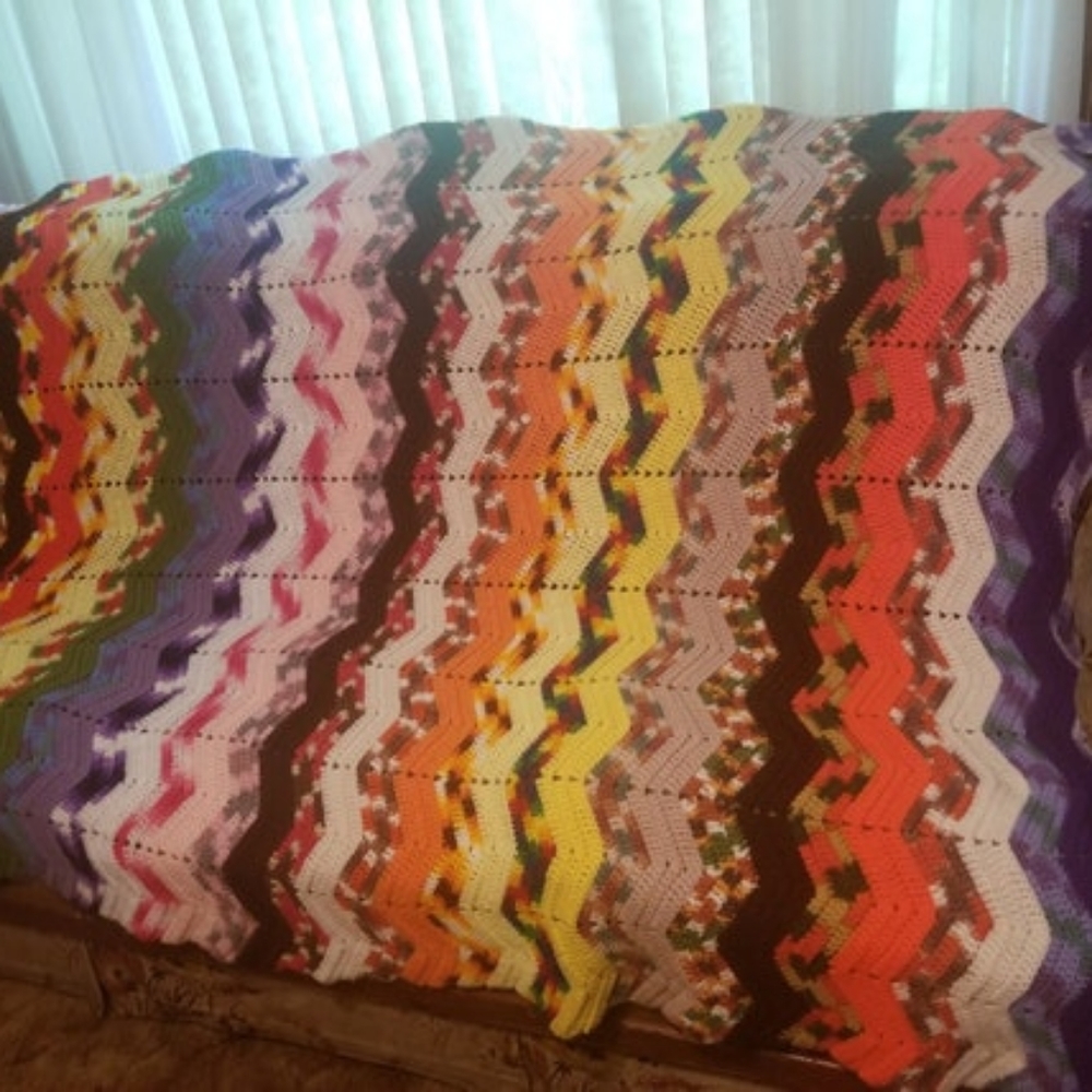 Vintage Handmade Crocheted Afghan